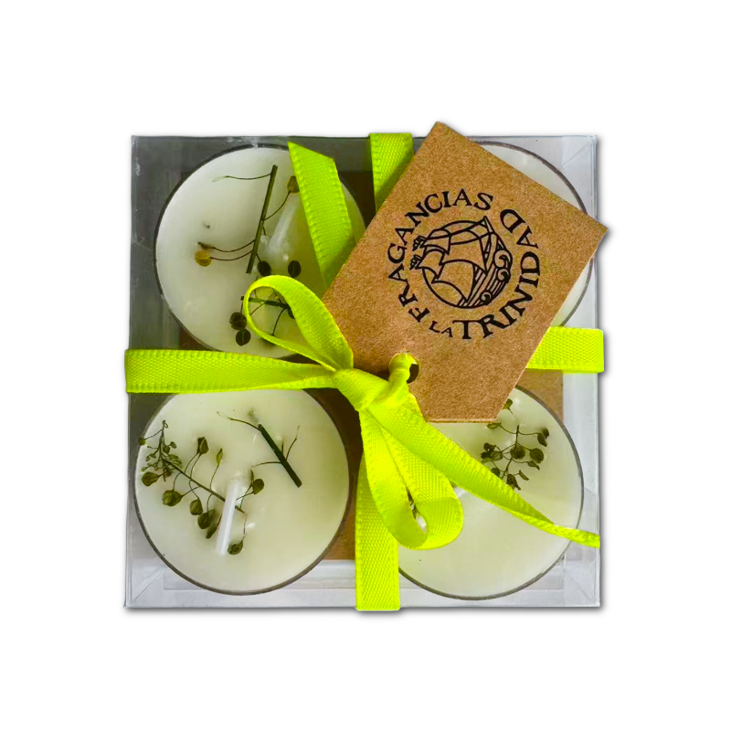VELAS TEA LIGTH COLECCIÓN FLORES X4 MANZANILLA