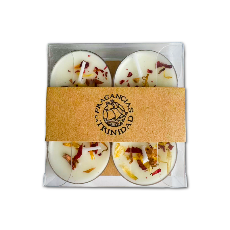 VELAS TEA LIGTH COLECCIÓN FLORES X4 ROSA